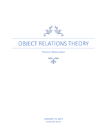 Melanie Klein - Object Relations Theory - Essay