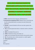 2024-2025 MASSACHUSETTS PESTICIDE APPLICATOR ACTUAL TEST 80 ACTUAL QUESTIONS WITH CORRECT EXPERT VERIFIED ANSWERS 100&percnt; TOP SCORE