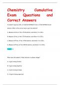 Chemistry Cumulative Exam Questions and Correct Answers