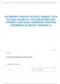 AZ IMPROV TRAFFIC SCHOOL NEWEST 2024 ACTUAL EXAM ALL 100 QUESTIONS AND CORRECT DETAILED ANSWERS &lpar;VERIFIED ANSWERS&rpar; &vert;ALREADY GRADED A&plus;