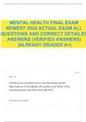 MENTAL HEALTH FINAL EXAM NEWEST 2024 ACTUAL EXAM ALL QUESTIONS AND CORRECT DETAILED ANSWERS &lpar;VERIFIED ANSWERS&rpar; &vert;ALREADY GRADED A&plus;&vert;