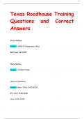Texas Roadhouse Training Questions and Correct Answers