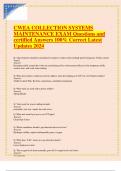 CWEA COLLECTION SYSTEMS MAINTENANCE EXAM Questions and certified Answers 100&percnt; Correct Latest Updates 2024 &period;pdf