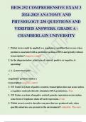 BIOS 252 COMPREHENSIVE  EXAM BUNDLE PRACTICE TEST ANATOMY AND PHYSIOLOGY LATEST UPDATED QUESTIONS AND VERIFIED ANSWERS&period; GRADE A -CHAMBERLAIN UNIVERSITY