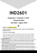  IND2601 Assignment 1 &lpar;ANSWERS&rpar; Semester 2 2024 - DISTINCTION GUARANTEED