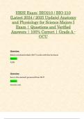 Exam 3&comma; Final & HESI Exam&colon; BIO210 &sol; BIO 210 &lpar;Latest 2024 &sol; 2025 Updates STUDY BUNDLE WITH COMPLETE SOLUTIONS&rpar; Anatomy and Physiology for Science Majors I Exam &vert; Questions and Verified Answers &vert; 100&percnt; Correct &vert; Grade A - GCU