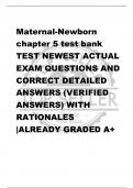 Maternal-Newborn  chapter 5 test bank TEST NEWEST ACTUAL  EXAM QUESTIONS AND  CORRECT DETAILED  ANSWERS &lpar;VERIFIED  ANSWERS&rpar; WITH  RATIONALES &vert;ALREADY GRADED A&plus;