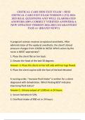 CRITICAL CARE HESI EXIT EXAM  HESI CRITICAL CARE EXIT EXAM VERSION 2 &lpar;V2&rpar; 2024-2025 REAL QUESTIONS AND WELL ELABORATED ANSWERS &lpar;100&percnt; CORRECT VERIFIED ANSWERS&rpar; A NEW UPDATED VERSION 2024-2025&vert;GUARANTEED PASS A&plus; &lpar;BRAND NEW&excl;&excl;&rpar;
