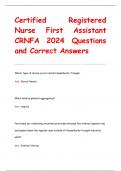 Certified Registered Nurse First Assistant &lpar;CRNFA&rpar; Exam &vert; Questions & 100&percnt; Correct Answers &lpar;Verified&rpar; &vert; Latest Update &vert; Grade A&plus;