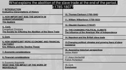 What explains the abolition of the slave trade at the end of the period c1785-1807?