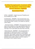Certified Paraoptometric Assistant &lpar;CPO&rpar;  Exam Set Questions & Reviewed 100&percnt;  Correct Answers &vert; Updated  Guaranteed Pass&excl;&excl;