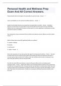 Personal Health and Wellness Prep Exam And All Correct Answers&period;