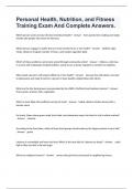 Personal Health&comma; Nutrition&comma; and Fitness Training Exam And Complete Answers&period;