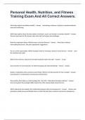 Personal Health&comma; Nutrition&comma; and Fitness Training Exam And All Correct Answers&period;