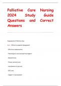 Palliative Care Nursing  Questions and Correct Answers