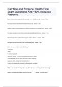 Nutrition and Personal Health Final Exam Questions And 100&percnt; Accurate Answers&period;