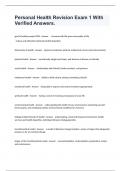 Personal Health Revision Exam 1 With Verified Answers&period;