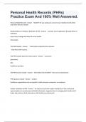 Personal Health Records &lpar;PHRs&rpar; Practice Exam And 100&percnt; Well Answered&period;