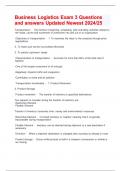 Business Logistics Exam 3 Questions and answers Updated Newest 2024&sol;25