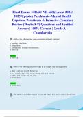 Final Exam&colon; NR668&sol; NR 668 &lpar;Latest 2024&sol; 2025 Update&rpar; Psychiatric-Mental Health Capstone Practicum & Intensive Complete Review &lpar;Weeks 5-8&rpar; Questions and Verified Answers&vert; 100&percnt; Correct &vert; Grade A &ndash; Chamberlain