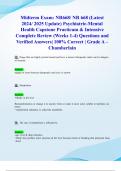 Midterm Exam&colon; NR668&sol; NR 668 &lpar;Latest 2024&sol; 2025 Update&rpar; Psychiatric-Mental Health Capstone Practicum & Intensive Complete Review &lpar;Weeks 1-4&rpar; Questions and Verified Answers&vert; 100&percnt; Correct &vert; Grade A &ndash; Chamberlain