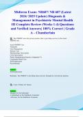 Midterm Exam&colon; NR607&sol; NR 607 &lpar;Latest 2024&sol; 2025 Update&rpar; Diagnosis & Management in Psychiatric Mental Health III Complete Review &lpar;Weeks 1-4&rpar; Questions and Verified Answers&vert; 100&percnt; Correct &vert; Grade A &ndash; Chamberlain