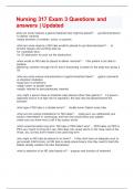 Nursing 317 Exam 3 Questions and answers &vert; Updated