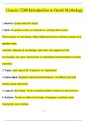 Classics 2200 Introduction to Greek Mythology Questions and Answers &lpar;2024 &sol; 2025&rpar; &lpar;Verified Answers&rpar;