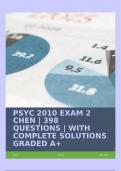 PSYC 2010 EXAM 2 CHEN &vert; 398 QUESTIONS &vert; WITH COMPLETE SOLUTIONS GRADED A&plus;