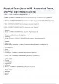 Physical Exam &lpar;Intro to PE&comma; Anatomical Terms&comma; and Vital Sign Interpretations&rpar; Questions with correct answers latest updated graded a&plus;