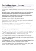 Physical Exam Lecture Summary Questions with correct answers latest updated graded a&plus;