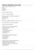 NUR216 ARIZONA COLLEGE Questions with correct answers latest updated graded a&plus;