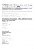 NURS 306  Quiz 5  Preterm labor&comma; meds to stop contractions&comma; abortion&comma; GTD  &vert; Questions and Verified Answers &vert; Grade A  latest updated 2024&sol;2025