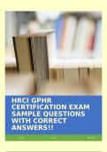 HRCI GPHR CERTIFICATION EXAM SAMPLE QUESTIONS WITH CORRECT ANSWERS&excl;&excl;