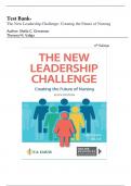 Test Bank-The New Leadership Challenge &semi; Creating the Future of Nursing 6th Edition &lpar; Grossman&comma; 2021&rpar; Latest Edition &vert;&vert; All Chapters 