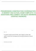 PROGRESSION CONSTRUCTION COORDINATOR II - III NEWEST 2024 ACTUAL EXAM COMPLETE 110 QUESTIONS AND CORRECT DETAILED ANSWERS &lpar;VERIFIED ANSWERS&rpar;