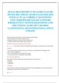 TEXAS DEPARTMENT OF AGRICULTURE  PESTICIDE APPLICATOR EXAM 2024-2025  WITH ACTUAL CORRECT QUESTIONS  AND VERIFIED DETAILED ANSWERS  &vert;FREQUENTLY TESTED QUESTIONS AND  SOLUTIONS &vert;ALREADY GRADED  A&plus;&vert;NEWEST&vert;GUARANTEED PASS &vert;LATEST  UPDATE