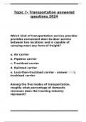 Topic 7- Transportation answered questions 2024