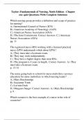 Taylor&colon; Fundamentals of Nursing&comma; Ninth Edition - Chapter one quiz Questions With Complete Solutions