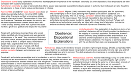 Obedience: Dispositional explanations (with evaluation)