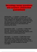 Neurology terms questions and answers &lpar;distinction guaranteed&rpar;