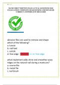 MANICURIST WRITTEN EXAM ACTUAL QUESTIONS 2024  EXAM LATEST COMPLETE 100 QUESTIONS AND DETAILED  CORRECT ANSWERS JUST RELEASED 