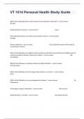 VT 1514 Personal Health Study Guide Complete Verified Guaranteed Answers Graded A&plus;&period;