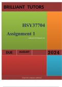 HSY37704 Assignment 1 &lpar;COMPLETE ANSWERS&rpar; Semester 2 2024 - DUE August 2024 &semi; 100&percnt; TRUSTED Complete&comma; trusted solutions and explanations&period;&period;