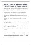 Nursing Care of the Older Adult Module 5 Revision Exam And Correct Answers&period;