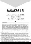 MNM2615 Assignment 1 &lpar;ANSWERS&rpar; Semester 2 2024 - DISTINCTION GUARANTEED
