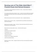 Nursing care of The Older Adult Mod 7  Practice Exam And Solved Answers&period;