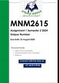 MNM2615 Assignment 1 &lpar;QUALITY ANSWERS&rpar; Semester 2 2024