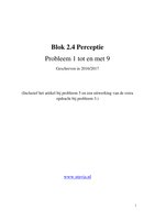 Samenvatting Blok 2.4 Perceptie. Probleem 1 tot en met 9. (Ook het artikel en de extra opdracht.)