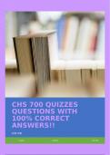 CHS 700 QUIZZES QUESTIONS WITH 100&percnt; CORRECT ANSWERS&excl;&excl;